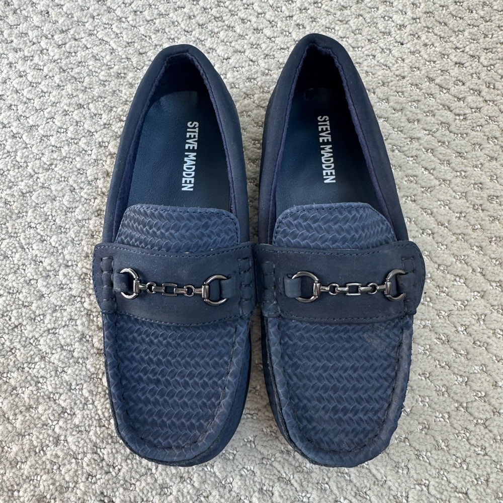 Steve Madden Boys Dark Blue Slip-On Loafers 12